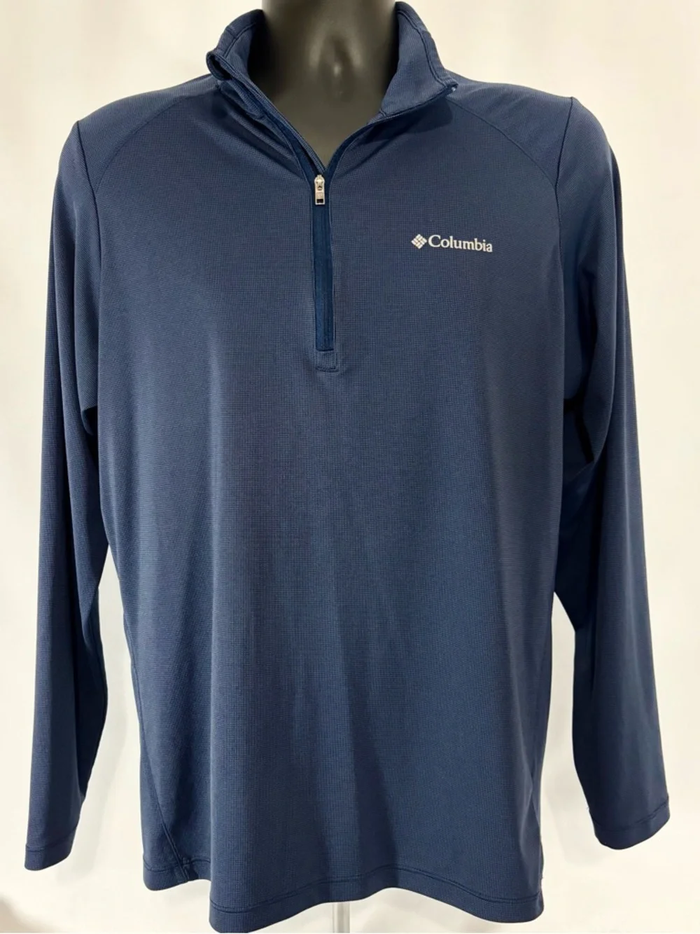 Columbia Blue Long-Sleeve Quarter Zip Pullover Small Navy **